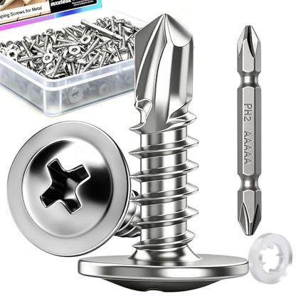 mxuteuk 480PCS #8×5/8" Self Tapping Screws,410 Stainless Steel - size: SV #8×5/8"