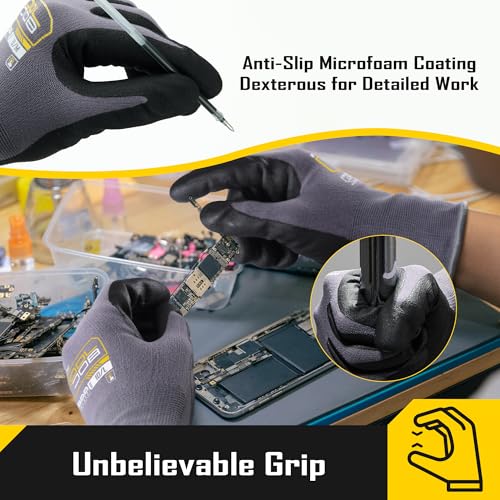 COOLJOB 6/12/36 Pairs Safety Work Gloves, Microfoam Nitrile Rubber Coated - size: Medium, style: 6 Pairs