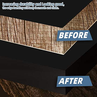 Melamine Edge Banding, 3/4 inch x 25ft roll of Veneer Black Edge Banding Pre-glued, Real Wood Tape for Cabinet Repair & Furniture Restoration