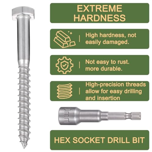 25 Pcs 1/4" x2-1/2 Hex Head Lag Screws for Flower Stands Outdoor - size: 1/4"x2-1/2"