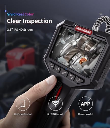 Ralcam Two-Way Articulating Borescope with Light, Slim Probe - style: 6.2mm Lens-6.6ft Semi-Rigid Cable