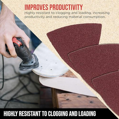 ProductionShop Premium 80 Grit Triangle Mouse Detail Sander Sandpaper Sheets, Box of 45 - Hook & Loop, Triangular Shaped Mouse Disc Pads - Oscillating Multi-Tools - Woodworking, Sand Furniture Paint - style: 80 Grit