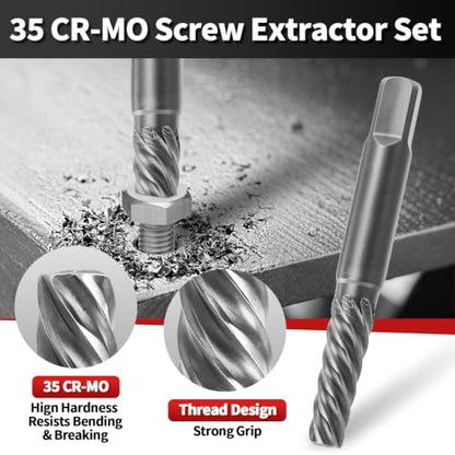 15PCS Stripped Screw Extractor Set - Easy Out Broken Bolt Extractor Kit