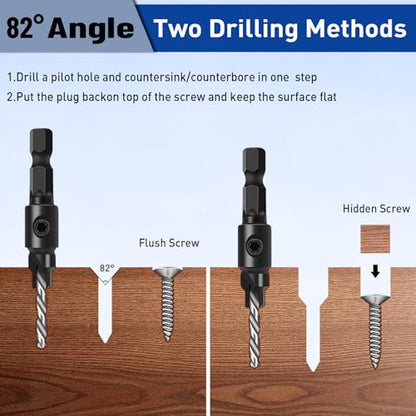 shengbenhao Countersink Drill Bit Set 11PCS Counter Sink Drill Bits Wood