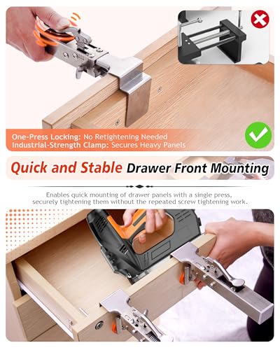 Drawer Fixing Clamps, Drawer Clips for Panel Installation, Drawer Front Installation Clamps, Adjustable Cabinet Face Mounting Clips, Quick Release Panel Fixing Clamp, Fast & Labour Saving