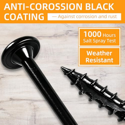 100Pcs Lag Screws #14 x 4, Structural Wood Lag Screws, Heavy Duty Exterior Construction Screw, Rust Resistant, Washer Head, Black Coated Exterior Wood Screws - size: #14 x 4"