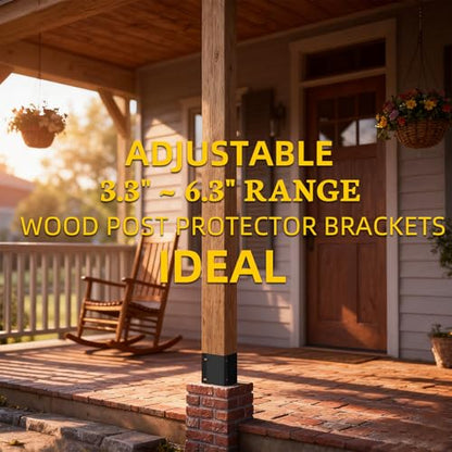 Post Base Protectors,Adjustable(Range 3.3-6 in) Protects Wood Post for Decks,Wood Fences,Porchs,Mailbox from Lawnmower and Rain Damage (10Pack)…… - color: Black