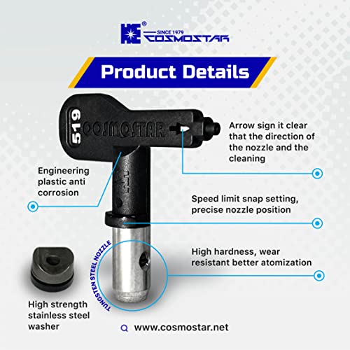 411 Cosmostar Heavy Duty Reverse Spray Tip, Airless Paint Spray Airless Sprayer Spraying Machine Spray Tip, Airless Paint Spray Gun Tip Nozzle for Contractor Homes Buildings Garden Decks - size: 411
