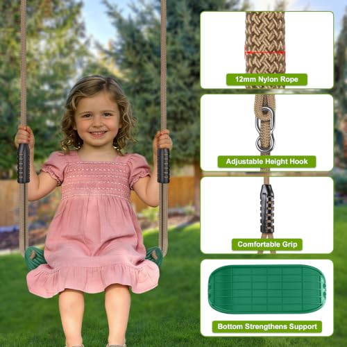 2 Pack Heavy Duty Swing Seat for Kids Adults Green Anti Slip Wider Seat - color: Green Wider Seat & U-shape Swing Seats