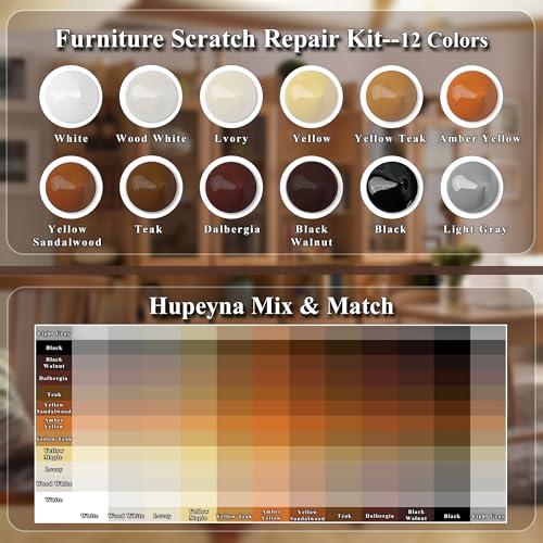 Hupeyna Wood Repair Kit, 12 Color Wood Fillers, Furniture Repair Kit