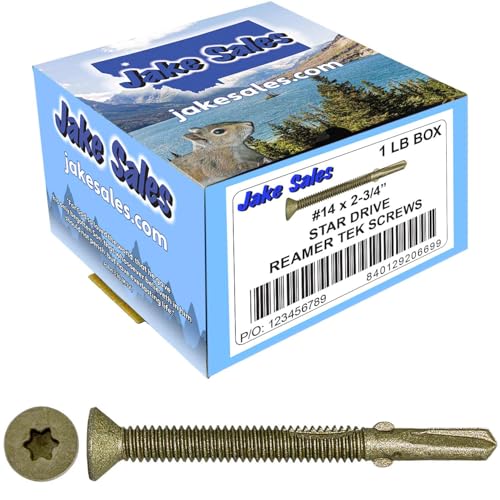 14x2-3/4 Reamer Tek Torx/Star Head Self-Drilling Wood to Metal Screws - for Flatbeds, Trailers - T-30 Torx Screw Head 1 Pound 34 Screws - size: 2-3/4"