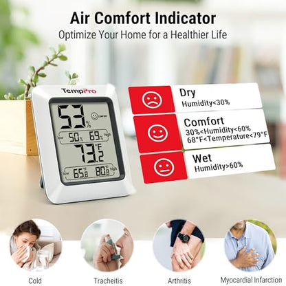 TempPro TempAir Digital Hygrometer Indoor Thermometer Humidity Monitor - color: White