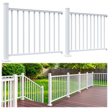 Egadis 2 Pack 36 in x 4 ft Modular Aluminum Deck Railing Kit, White - color: Level 4ft- 2Post 2Panel