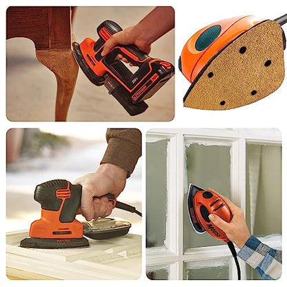 50 Pack Mouse Sander Sandpaper, Sanding Pads for 5.5'' Detail Sanders, Hook and Loop Sandpaper Detail Sander Palm Sander Sandpaper for Wood Furniture Sanding Refinishing (40 Grit) - style: 40 Grit