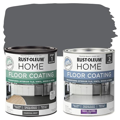 Rust-Oleum Home Interior Floor Semi-Gloss Charcoal Gray Coating Kit - color: Charcoal Gray