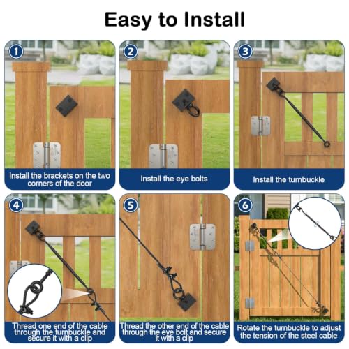 TooTaci 2 Pack Anti Sag Gate Kit, 9.8 ft 3/16" T316 Stainless Steel Cable - size: 2 Pack