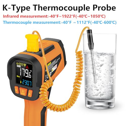 Infrared Thermometer High Temperature Gun, 1922℉ Pyrometer with Color LCD