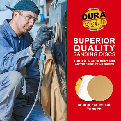 Dura-Gold 8" Gold PSA Sanding Discs, 80 Grit (Box of 10) - Self Adhesive - size: 80-Grit