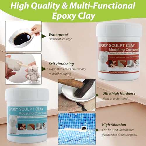 Gray Epoxy Sculpt Clay - 2 Part Epoxy Putty Modeling Compound for Sculpting, Modeling, Building, Repairing, Self-Hardening Magic Sculpt Clay Repairs Metal, Wood, Tile, Ceramics, Plastic, 1 Pound - color: Natural, size: 1 Pound
