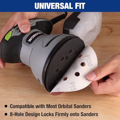 WORKPRO Sanding Discs, 5-Inch 150 Grit 8-Hole Hook and Loop, 100 Pack - style: 100PCS 5 Inch 150 Grit
