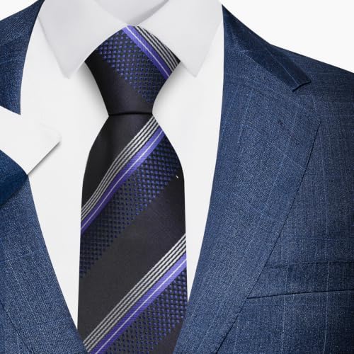 joy alice Tie For Men 6 PCS Necktie Woven Jacquard Neck Ties Set Neck Ties - color: Striped Black Blue Purple Burgundy