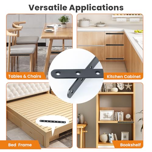 Alise Flat Bracket ,8 Inch Black Mending Plate Flat Brace for Wood Shelves - color: Black, size: 8 Inch