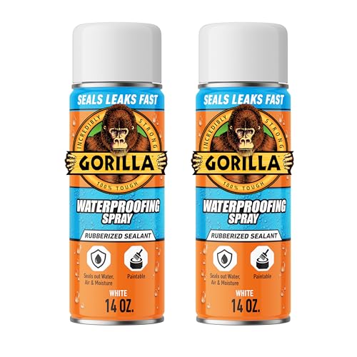 Gorilla Waterproofing Spray, White, 16 oz, 2-Pack, Flexible Sealant - color: White, size: 2 - Pack