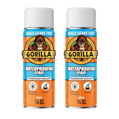Gorilla Waterproofing Spray, White, 16 oz, 2-Pack, Flexible Sealant - color: White, size: 2 - Pack