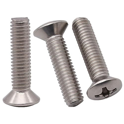 #6-32 x 1/2" (100 pcs) Oval Head Machine Screws, Cross Recess, ASME B18.6.3, 304 Stainless Steel, for Standard Switch Plates & Outlet Covers - size: #6-32 x 1/2"