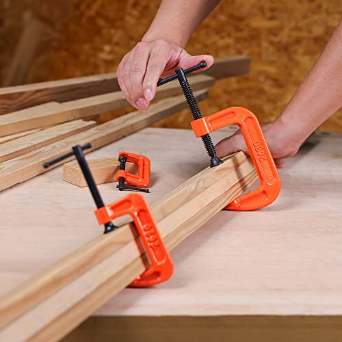 PONY Malleable Iron C-Clamp Set, 3-Piece, (1", 2", 3") - size: 1"+2"+3"