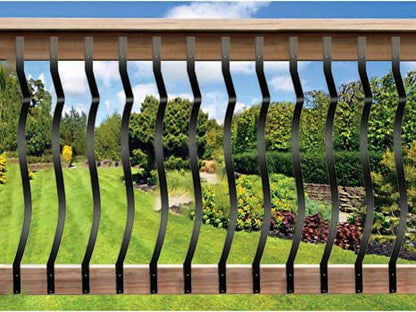 Akenow 61 Pack 32.25 x1 Metal Deck Spindles, Deck Balusters with Screws,Iron Balusters for Deck Railing, Porch Railing, Wave Arc Baluster for Wood Composite Deck - size: 32.25Inch