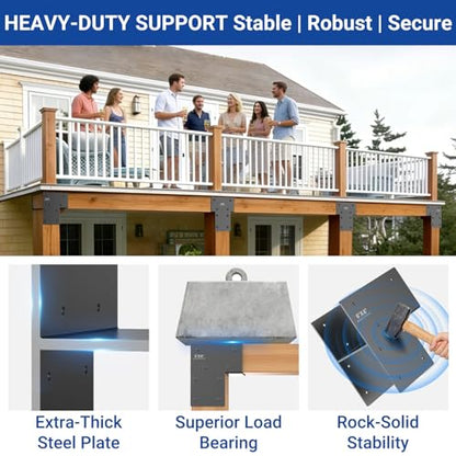 2-Pack 6x6 End Post Cap Tie Brackets (Actual 5.5"), Ultra-Heavy Duty 3.5mm Stainless Steel Corner Brackets, Rustproof Post to Beam Connector Hardware for Gazebo, Deck, Patio Construction (Dark Gray) - size: End 6X6"(Actual5.5X5.5"）