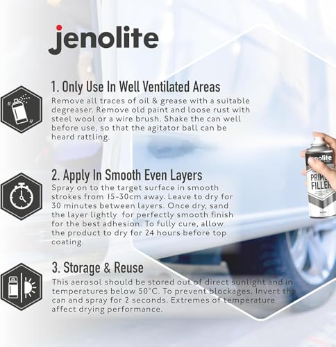 JENOLITE Primer Filler Aerosol, Quick-Drying Multi-Surface, Yellow 1x13.5oz - color: Yellow