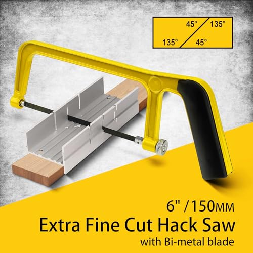 Hanpex 6 in. Mini Hacksaw Set - 150mm Extra Fine Cut Hack Saw Sets and 3pcs Extra Bi-Metal Blades for Wood and Metal - style: Hacksaw set and 3pc Blades