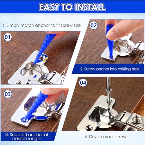 10 Pcs Wood Anchor, Fix Stripped Wood Screw Holes, Blue - color: Blue