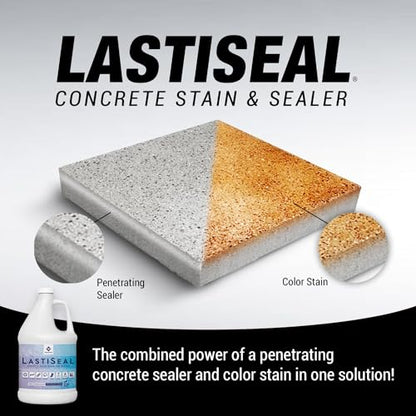 LastiSeal Concrete Stain & Penetrating Sealer - Waterproofs & Color Stains in One Step. Interior - Exterior. Concrete, Brick & Pavers. Acid Free. No-Gloss. Semi-Translucent Finish (Whitewash) - color: Whitewash
