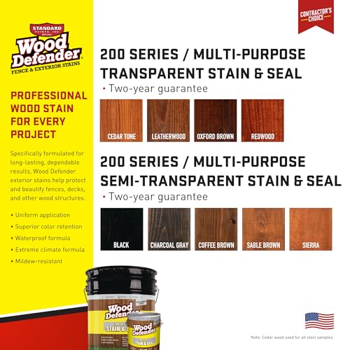 Wood Defender 200 Series Stain and Seal, Cedar Tone, 5-Gallon - color: Cedar Tone, size: 5 Gallon