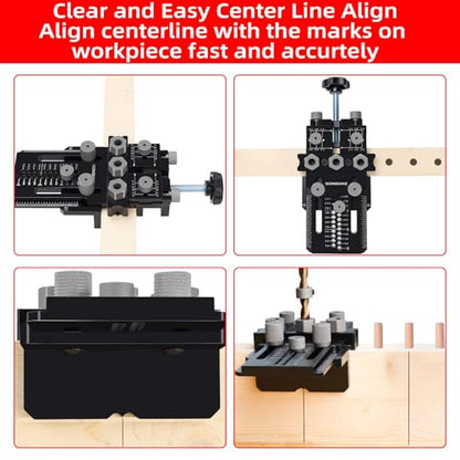 GOINGMAKE Dowel Jig Kit,Doweling Jig with Quick Positive Stop and Clamp
