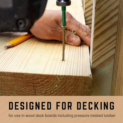 GRK Fasteners Deck Elite #9 x 1-5/8 Inch Decking Screws, 1080 PCS, Corrosion Resistant Coating, Outdoor Fencing, Railing, and Deck Fasteners, Fast Bite Tip, Star Drive Recess, T-25 Bit Included, Tan