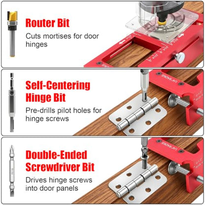 Door Hinge Jig, 3-In-1 Kit for Door Hinge, Lock and Latch Installation