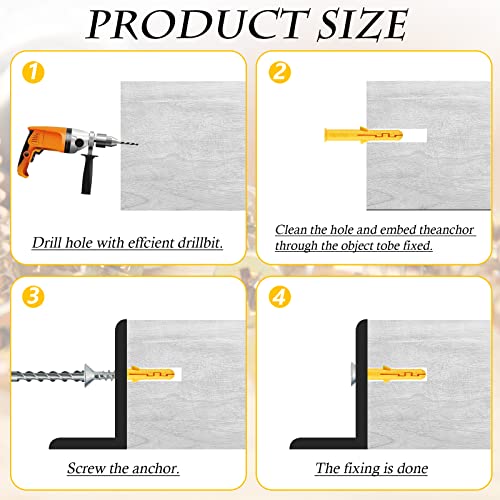 Sasylvia 200 Pcs Plastic Wall Anchors Drywall Kit, 5 Sizes Yellow Anchors