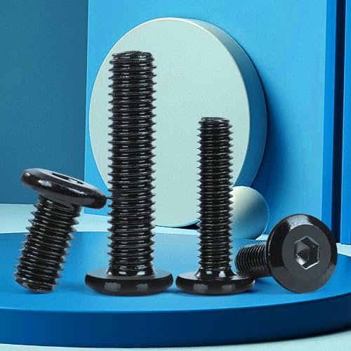 VGBUY M6-1 x 90 mm 16pcs Flat Head Hex Socket Cap Screws Metric M6 Bolts, 304 Stainless Steel 18-8, Black Zinc Plated, Full Thread, with Hex Spanner - size: M6 x 90mm(16pcs)
