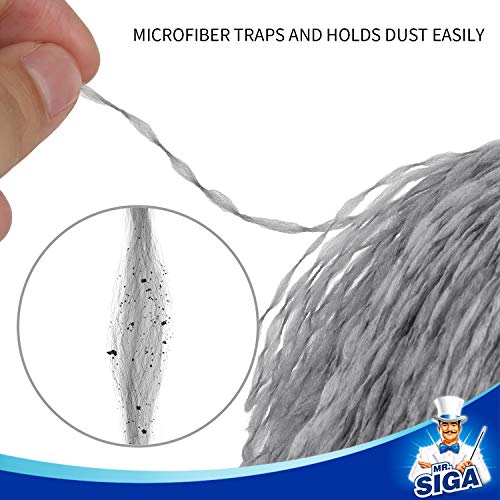 MR.SIGA Microfiber Delicate Duster with Non Slip Handle, Gray & Black