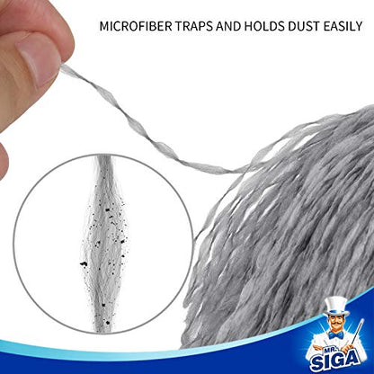 MR.SIGA Microfiber Delicate Duster with Non Slip Handle, Gray & Black
