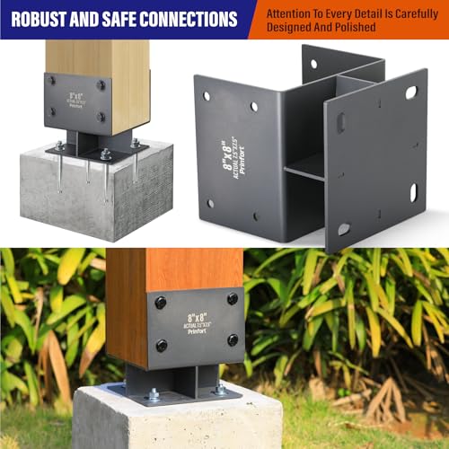 Stainless Steel 8"x8"(Actual 7.5"x7.5") Post Base Bracket Concrete, Dry Set Concrete Post Anchor Bracket Heavy Duty 2Pack - size: 8"-Dry Set