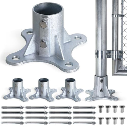 Aecxm 2.5" (2-3/8" Post OD) Chain Link Fence Post Floor Flange Galvanized Anchor Base for Fence Posts, Mailboxes, Lamp Posts & Commercial Applications 4Pack - size: 2.5" (2-3/8" Post OD)