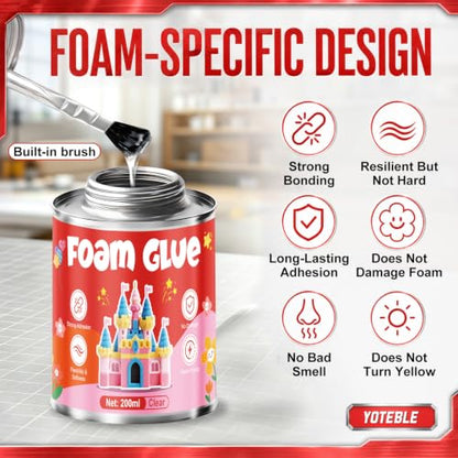 250ML Foam Glue with Brush Cap, High-Tack for Long-Lasting Bonding