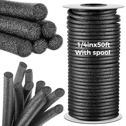 MotiMind Foam Backer Rod for Gap, 1/4 Inch X 50 ft, Black, 1 Roll - color: Black, size: 1/4 Inch X 50 ft