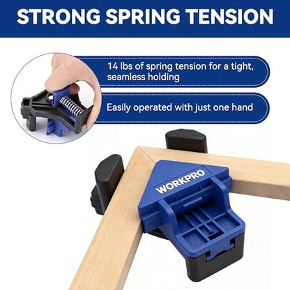 WORKPRO Corner Clamps for Woodworking, 4-Pack Adjustable Right Angle Clamps