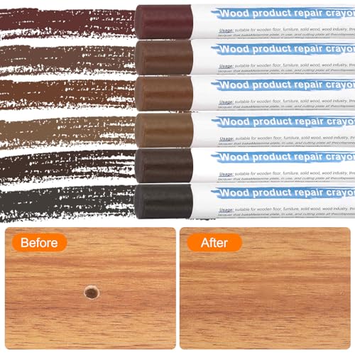 HARFINGTON Wood Filler Sticks 6 Colors Wooden Wax Touch Up Furniture Repair Crayons for Wood Brown, Rosewood, Wood, Teak, Brown Walnut - color: Exotic Woods Series